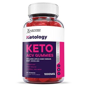 Justified Laboratories (10 Pack) Ketology Keto ACV Gummies 1000MG with Pomegranate Juice Beet Root B12 600 Gummys