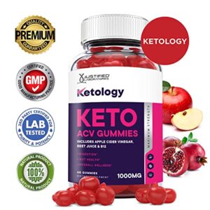 Justified Laboratories (10 Pack) Ketology Keto ACV Gummies 1000MG with Pomegranate Juice Beet Root B12 600 Gummys