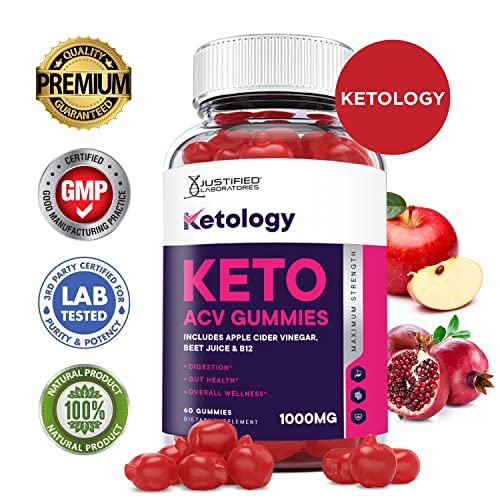 Justified Laboratories (10 Pack) Ketology Keto ACV Gummies 1000MG with Pomegranate Juice Beet Root B12 600 Gummys