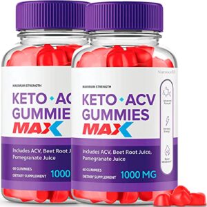 Nutrocell (2 Pack) Bio Lyfe Keto ACV Gummies 1000MG with Pomegranate Juice Beet Root B12 120