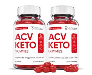 justified laboratories (2 pack) total acv heath keto gummies 1000mg with pomegranate juice beet root b12 120 ketos gummys
