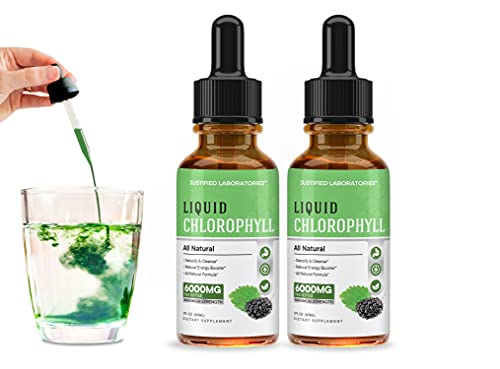 (2 Pack) Liquid Chlorophyll Drops 6000MG Maximum Strength Green Concentrate Packed with Antioxidants Minerals and Vitamins 2 FL OZ Bottle (2 Bottles)