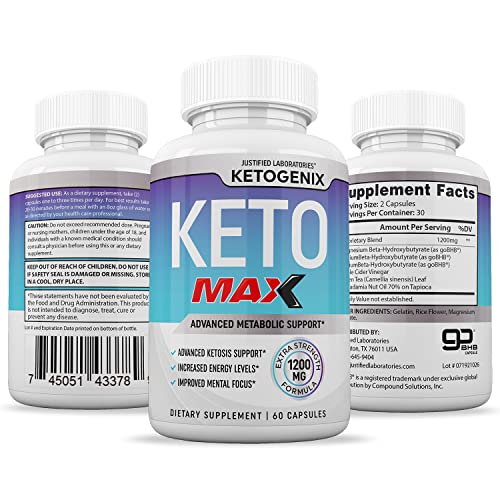 Ketogenix Max 1200mg Keto Pills Ketogenic Supplement Includes goBHB Exogenous Ketones Apple Cider Vinegar Macadamia Nut Oil and Green Tea Advanced Ketosis Support for Men Women 300 Capsules 5 Bottles