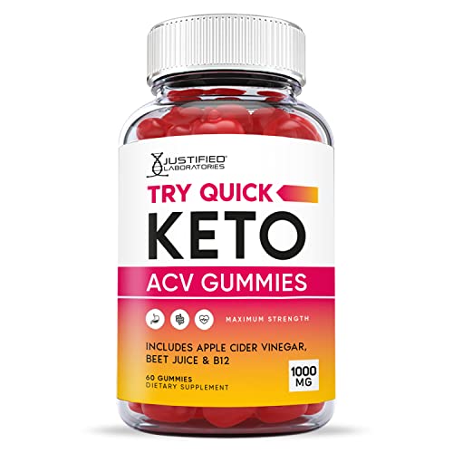 Justified Laboratories (10 Pack) Try Quick Keto ACV Gummies 1000MG with Pomegranate Juice Beet Root B12 600 Gummys
