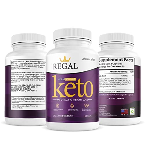 (2 Pack) Regal Keto, Strong Advanced Formula 1300mg, Made in The USA, (2 Bottle Pack), 60 Day Supply