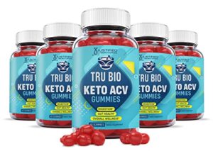 justified laboratories (5 pack) tru bio keto gummies 1000mg acv with pomegranate juice beet root b12 300 gummys