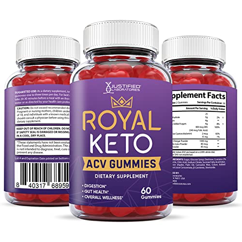 Justified Laboratories (10 Pack) Royal Keto ACV Gummies 1000MG with Pomegranate Juice Beet Root B12 600 Gummys