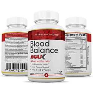 Justified Laboratories (3 Pack) Blood Balance Max 1295MG Formula All Natural Supplement Pills 180 Capsules