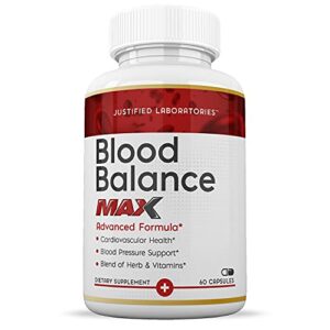 Justified Laboratories (3 Pack) Blood Balance Max 1295MG Formula All Natural Supplement Pills 180 Capsules