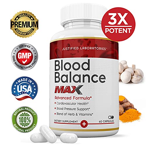 Justified Laboratories (3 Pack) Blood Balance Max 1295MG Formula All Natural Supplement Pills 180 Capsules