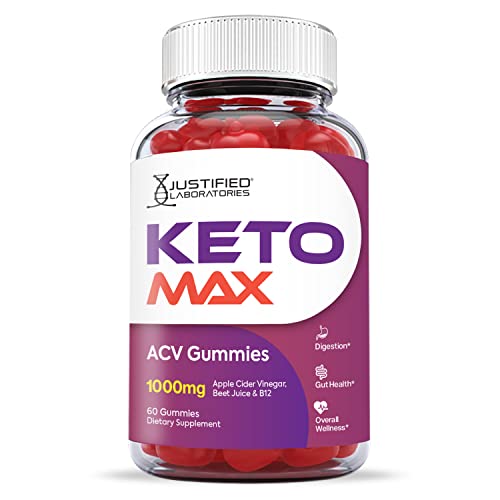 Justified Laboratories (3 Pack) Keto Max ACV Gummies 1000MG with Pomegranate Juice Beet Root B12 180 Gummys