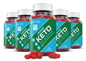 justified laboratories (5 pack) k1 keto life acv gummies 1000mg with pomegranate juice beet root b12 300 gummys