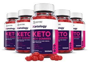 justified laboratories (5 pack) ketology keto acv gummies 1000mg with pomegranate juice beet root b12 120 gummys