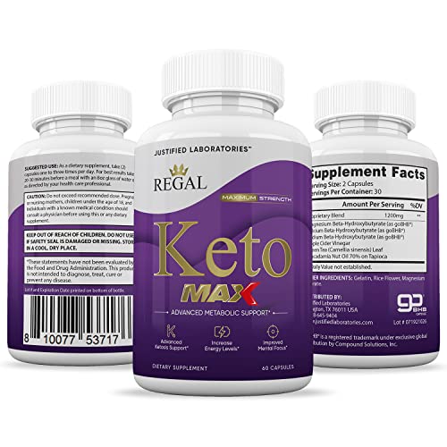 (3 Pack) Regal Keto Max Keto Pills 1200MG Includes Includes Apple Cider Vinegar goBHB Exogenous Ketones Advanced Ketosis Support for Men Women 180 Capsules