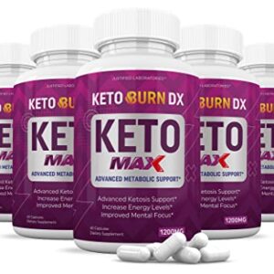 (5 Pack) Keto Burn DX Max Pills 1200MG Includes Includes Apple Cider Vinegar goBHB Exogenous Ketones Advanced Ketosis Support for Men Women 300 Capsules