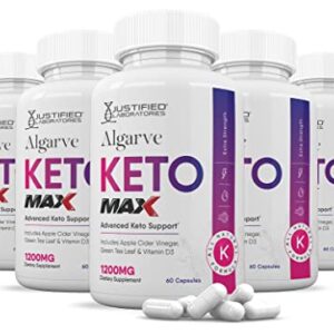 Justified Laboratories (5 Pack) Algarve Keto ACV Max Pills 1675 MG Formulated with Apple Cider Vinegar Keto Support Blend 300 Capsules