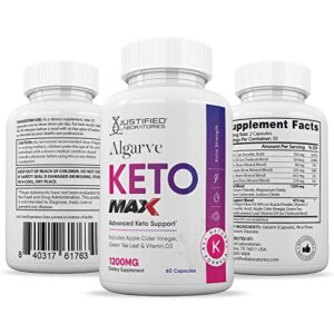 Justified Laboratories (10 Pack) Algarve Keto ACV Max Pills 1675 MG Formulated with Apple Cider Vinegar Keto Support Blend 600 Capsules