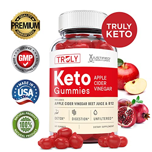 Justified Laboratories (10 Pack) Truly Keto ACV Gummies 1000MG with Pomegranate Juice Beet Root B12 600 Gummys