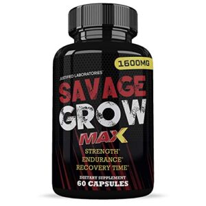 savage grow max 1600mg all natural advanced men’s heath formula 60 capsules
