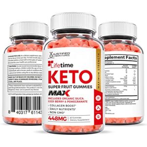 Justified Laboratories (5 Pack ) Lifetime Keto Max Gummies 448MG Contains Organic Bamboo Acai Berry with Pomegranate Juice 300 Gummys