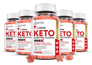 justified laboratories (5 pack ) lifetime keto max gummies 448mg contains organic bamboo acai berry with pomegranate juice 300 gummys
