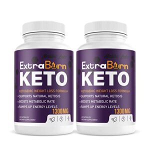 extra burn keto, advanced ketogenic pill shark formula 1300mg, extraburn, made in the usa, (2 bottle pack), 60 day supply tank