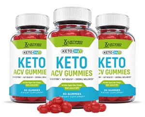 justified laboratories (3 pack) keto 24/7 acv gummies 1000mg with pomegranate juice beet root b12 180 gummys