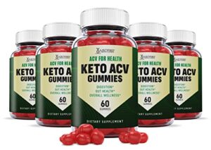 justified laboratories (5 pack) acv for heath keto acv gummies 1000mg with pomegranate juice beet root b12 300 gummys