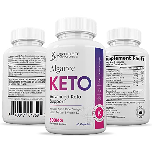 Justified Laboratories (10 Pack) Algarve Keto ACV Pills 1275MG Formulated with Apple Cider Vinegar Keto Support Blend 600 Capsules