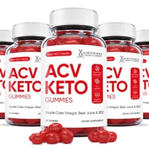 Justified Laboratories (5 Pack) Total ACV Heath Keto Gummies 1000MG with Pomegranate Juice Beet Root B12 300 Ketos Gummys