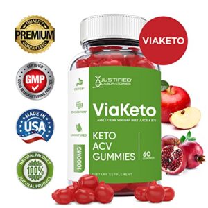 Justified Laboratories (3 Pack) Viaketo Keto Gummies 1000MG Via Keto ACV with Pomegranate Juice Beet Root B12 180 Gummys