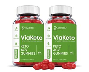 justified laboratories (2 pack) viaketo keto gummies 1000mg via keto acv with pomegranate juice beet root b12 120 gummys