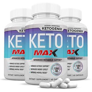 ketogenix max 1200mg keto pills ketogenic supplement includes gobhb exogenous ketones apple cider vinegar macadamia nut oil and green tea advanced ketosis support for men women 180 capsules 3 bottles