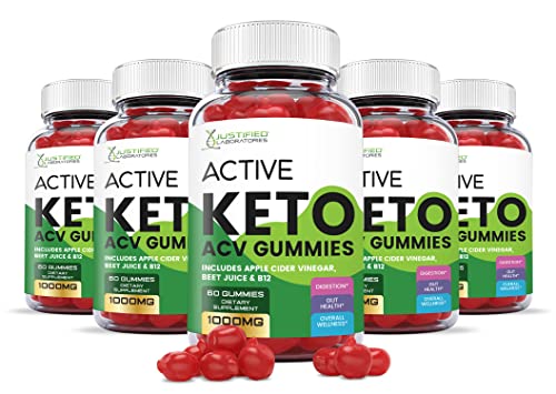 Justified Laboratories Active Keto ACV Gummies 1000MG with Pomegranate Juice Beet Root B12 60 Gummys