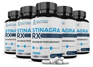 (5 pack) stinagra rx 742mg all natural advanced men’s health formula 300 capsules