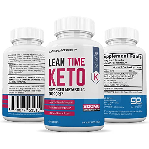 Lean Time Keto Pills Includes Apple Cider Vinegar goBHB Exogenous Ketones Advanced Ketogenic Supplement Ketosis Support for Men Women 60 Capsules
