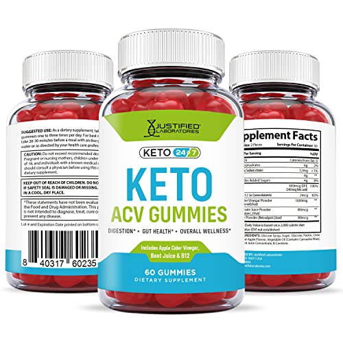 Keto 24/7 ACV Gummies 1000MG with Pomegranate Juice Beet Root B12 60 Gummys