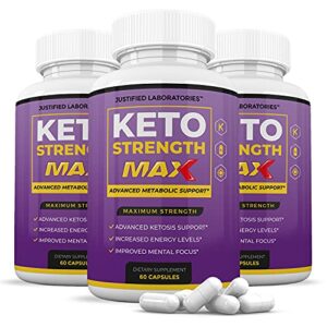 (3 pack) keto strength max 1200mg pills includes apple cider vinegar gobhb strong exogenous ketones advanced ketogenic supplement ketosis support for men women 180 capsules