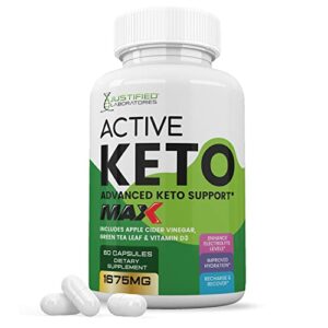 justified laboratories active keto acv max pills 1675 mg formulated with apple cider vinegar keto support blend 60 capsules