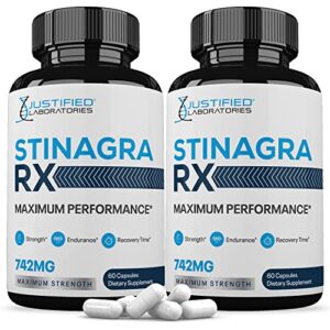 (2 pack) stinagra rx 742mg all natural advanced men’s health formula 120 capsules
