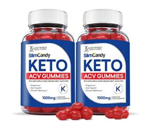 justified laboratories (2 pack) slim candy keto acv gummies 1000mg with pomegranate juice beet root b12 120 gummys