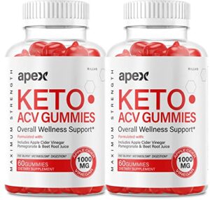 (2 pack) apex keto acv gummies apex keto advanced formula overall wellness support (120 gummies)