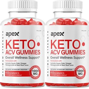 (2 Pack) Apex Keto ACV Gummies Apex Keto Advanced Formula Overall Wellness Support (120 Gummies)