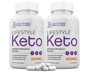 (2 pack) lifestyle keto pills 800mg includes patented gobhb® exogenous ketones advanced ketosis support for men women 120 capsules