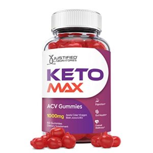justified laboratories keto max acv gummies 1000mg with pomegranate juice beet root b12 60 gummys