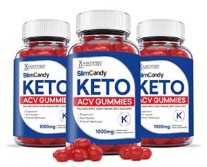 justified laboratories (3 pack) slim candy keto acv gummies 1000mg with pomegranate juice beet root b12 180 gummys