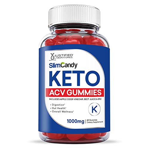 Justified Laboratories (3 Pack) Slim Candy Keto ACV Gummies 1000MG with Pomegranate Juice Beet Root B12 180 Gummys