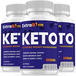 (3 pack) extra burn keto pills, advanced ketogenic formula (180 capsules)