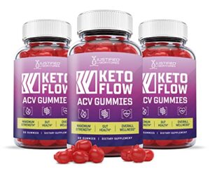 justified laboratories (3 pack) keto flow acv gummies 1000mg with pomegranate juice beet root b12 180 gummys