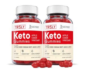 justified laboratories (2 pack) truly keto acv gummies 1000mg with pomegranate juice beet root b12 120 gummys